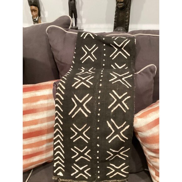 Mud Cloth Textile Authentic Naturally Hand Crafted From Mali 66X42 Inch Vintage - Picture 2 of 3